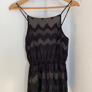 Black chevron netted romper